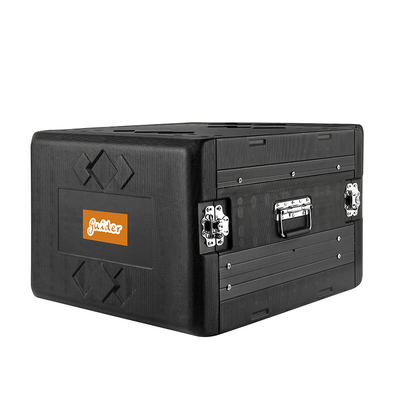 Twist Mandallar PE 20&quot; Derinlik Rafı 8u Flight Case Siyah Toz Korumalı