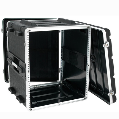 17&quot; Derinlik ABS Dj Rolling 12u Rack Case 19&quot; Siyah 2 Taşıma Kolu